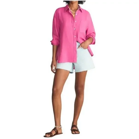 Faherty Laguna Linen Relaxed Shirt in Cone Flower - Picture 13 of 13
